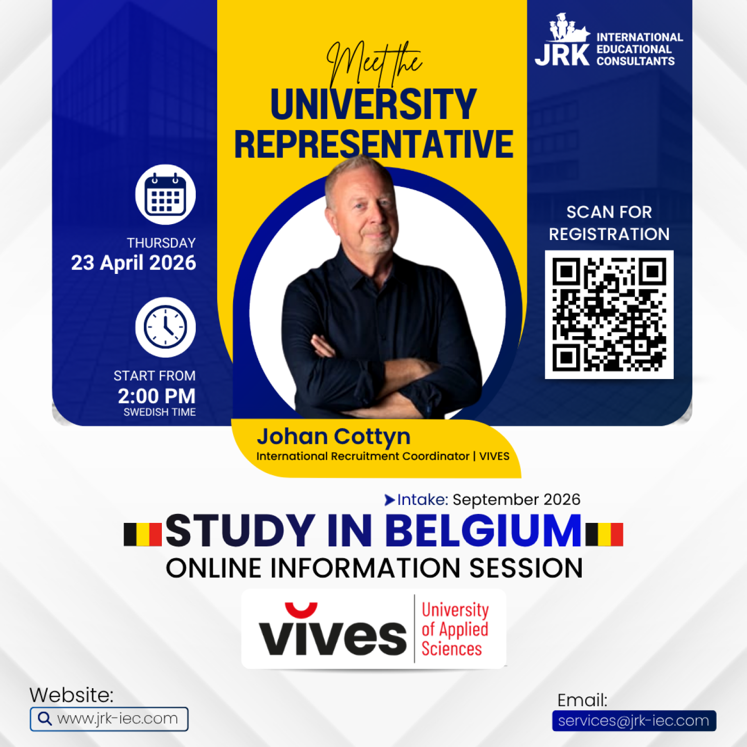 Study in Belgium – Meet the University Representative!